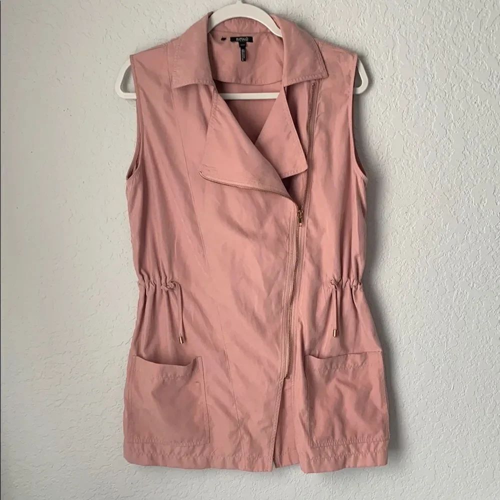 Buffalo Neville by David Bitton Women's Dusty Pink Vest Pockets Zip Size M